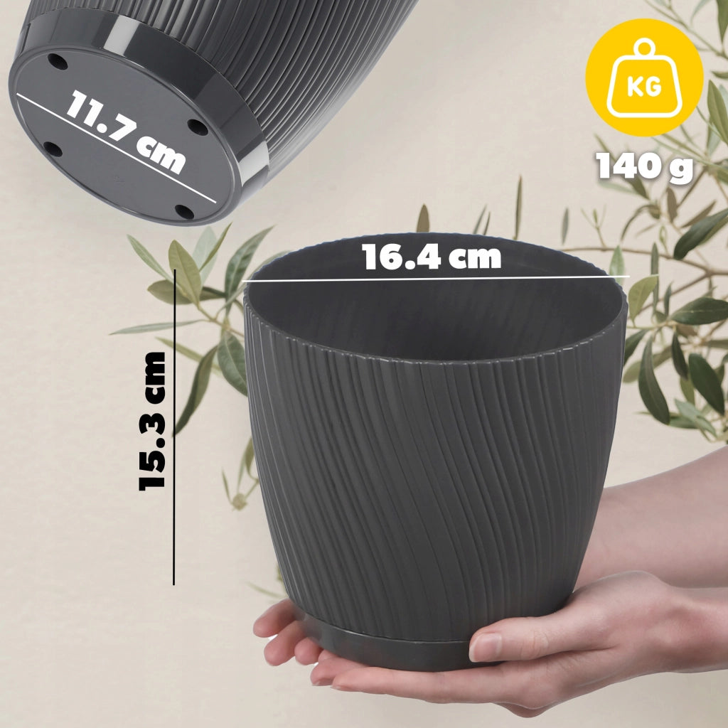 Vaso da fiori KADAX con supporto, coperchio, ciotola rotonda, 17 cm, grigio