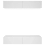 Mobili TV 4 pz | Armadietto TV | Mobile Porta TV Bianchi 80x30x30 cm in Legno Multistrato