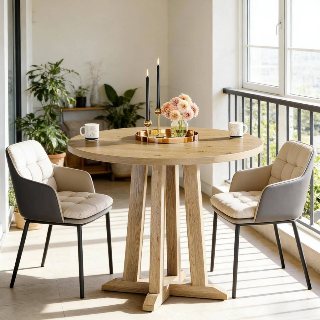 Tavolo da pranzo rotondo 80 cm in legno marrone