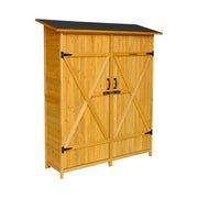 Casetta da giardino in legno d'abete e 4 vani portaoggetti, 140cm,