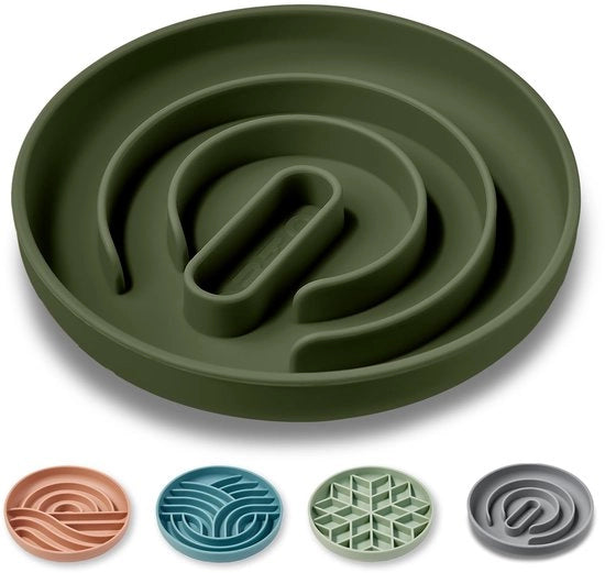 Anti-Gulping per Cani, Prevenzione della Disidratazione per Gatti e Puppi, Cibo Salutare Evita la Disidratazione, Antiscivolo, Materiale Ecologico in Silicone (Verde Mimetico)
