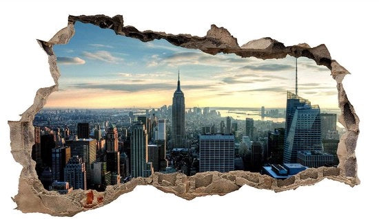 Sticker per parete per parete decorazione per parete con scena di città di paesaggio di avventura adesivo H 60 x B 100 per camera da letto per soggiorno