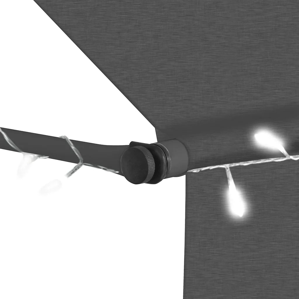 Tenda da Sole Retrattile Manuale con LED-Tenda parasole per Patio 400 cm Antracite