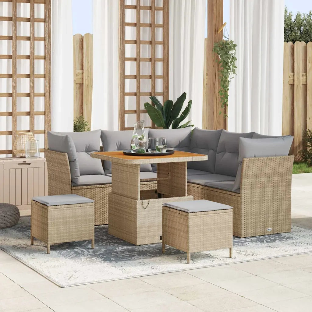 Set Divano da Giardino con cuscino 8 pcs beige e grigio chiaro 3363432