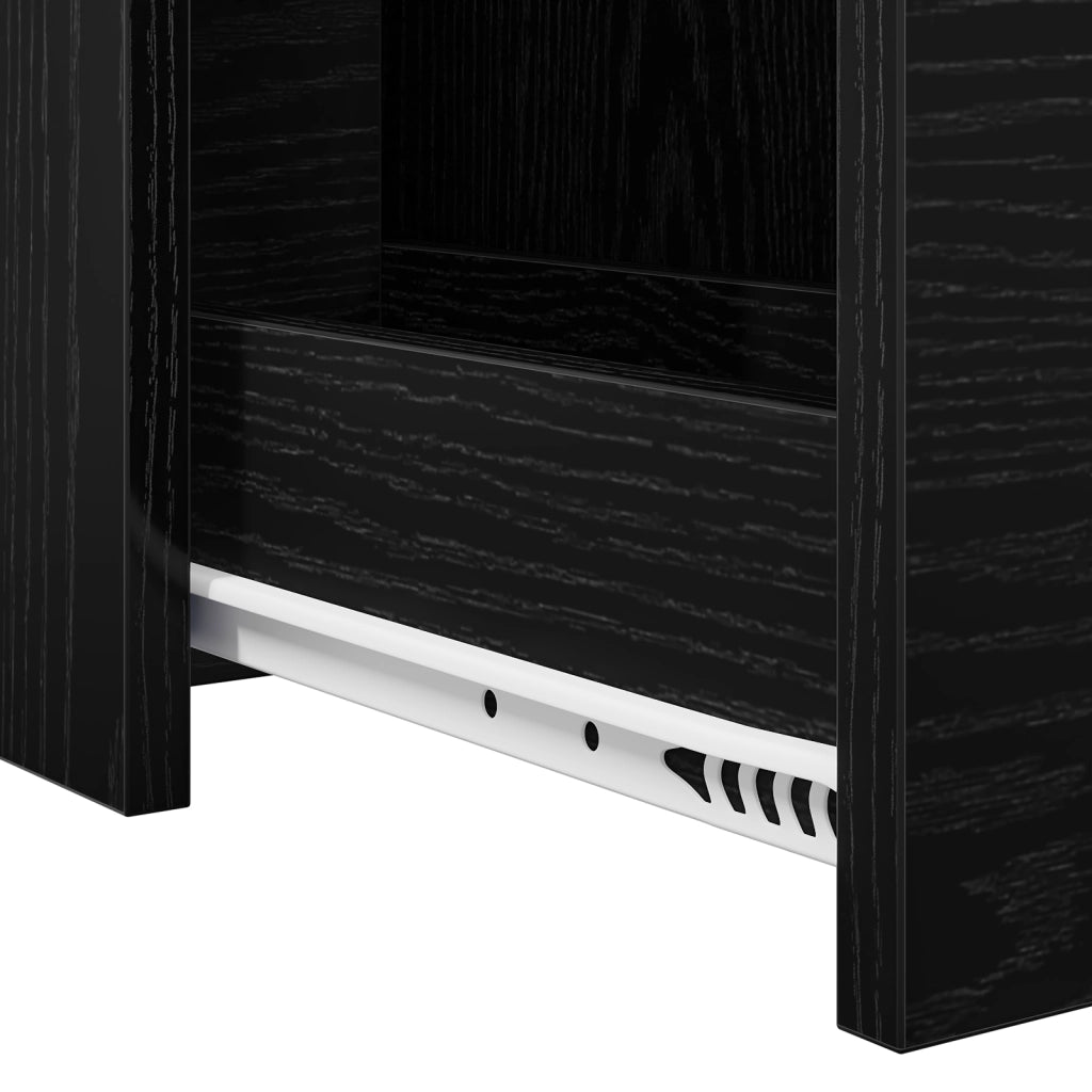 Armadio da bagno stretto con ruote in rovere nero legno ingegnerizzato