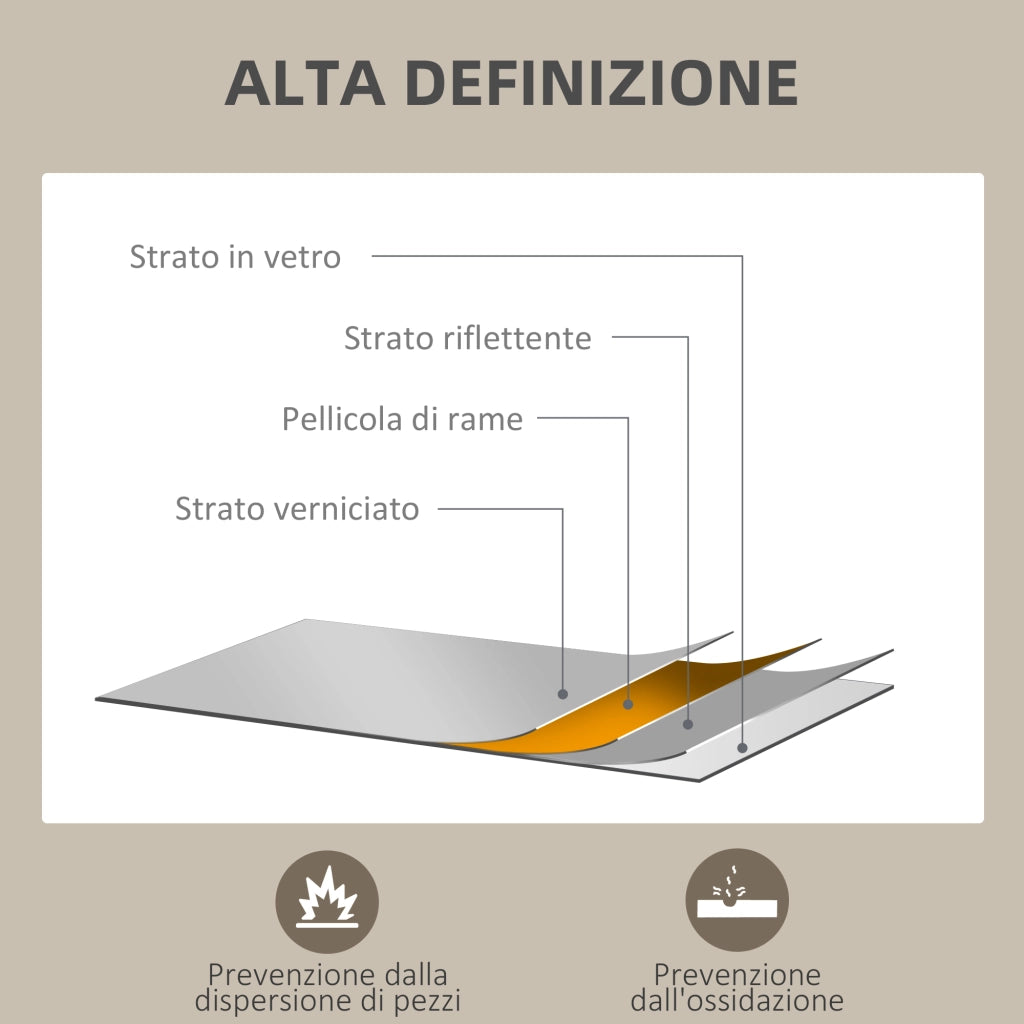 Specchio da Parete Rettangolare 50x70 cm in Vetro e MDF Bianco