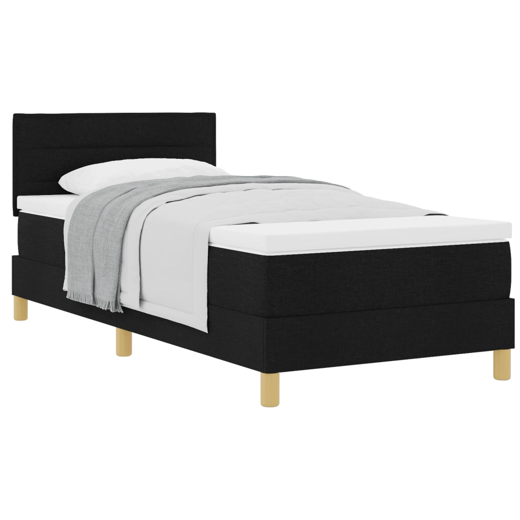 Letto con Box Spring con Materasso Nero 90x200 cm Tessuto