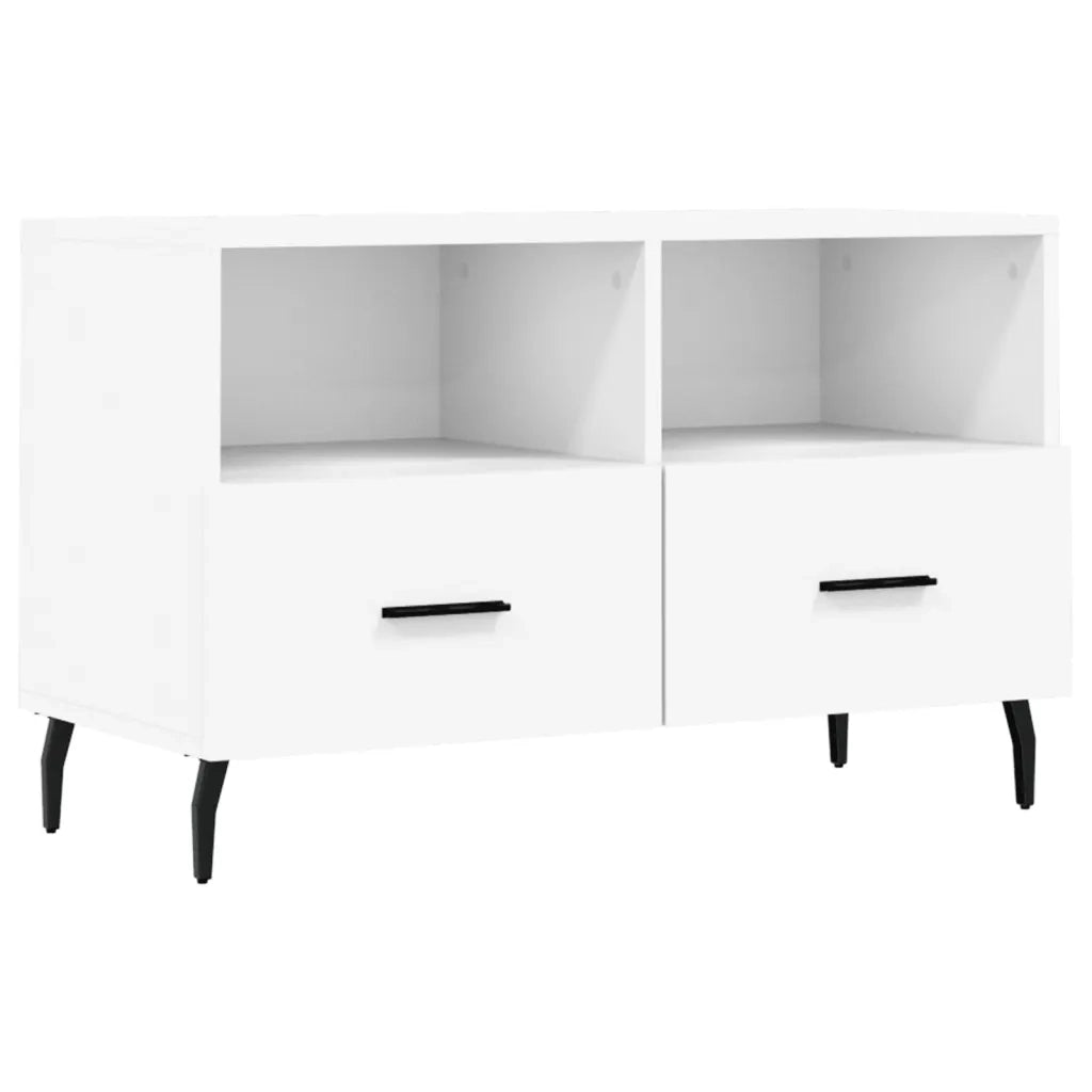 Mobile Porta TV Bianco 80x36x50 cm in Legno Multistrato 828988