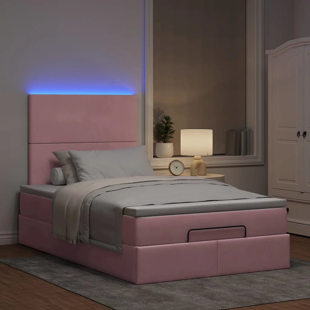 Struttura Letto Pouf con Materassi Rosa 120x190 cm Velluto 3314239