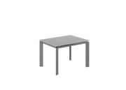 Tavolo Allungabile Frame con Top in Vetro Grigio e Struttura in Metallo Grigio Opaco - Dimensioni 120-170x80x75 cm - Design Moderno