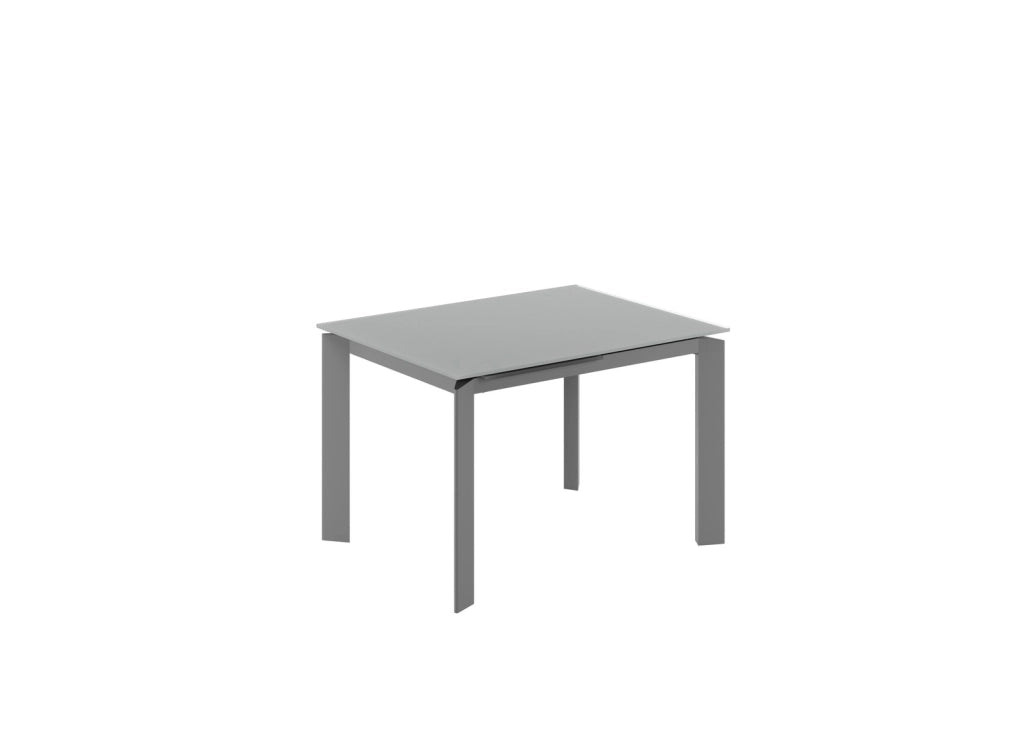Tavolo Allungabile Frame con Top in Vetro Grigio e Struttura in Metallo Grigio Opaco - Dimensioni 120-170x80x75 cm - Design Moderno