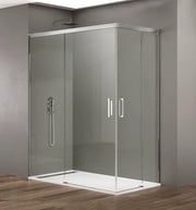 Box doccia angolare BASIC apertura al vertice 85x80 cm (80-85/75-80) cromo lucido vetro trasparente