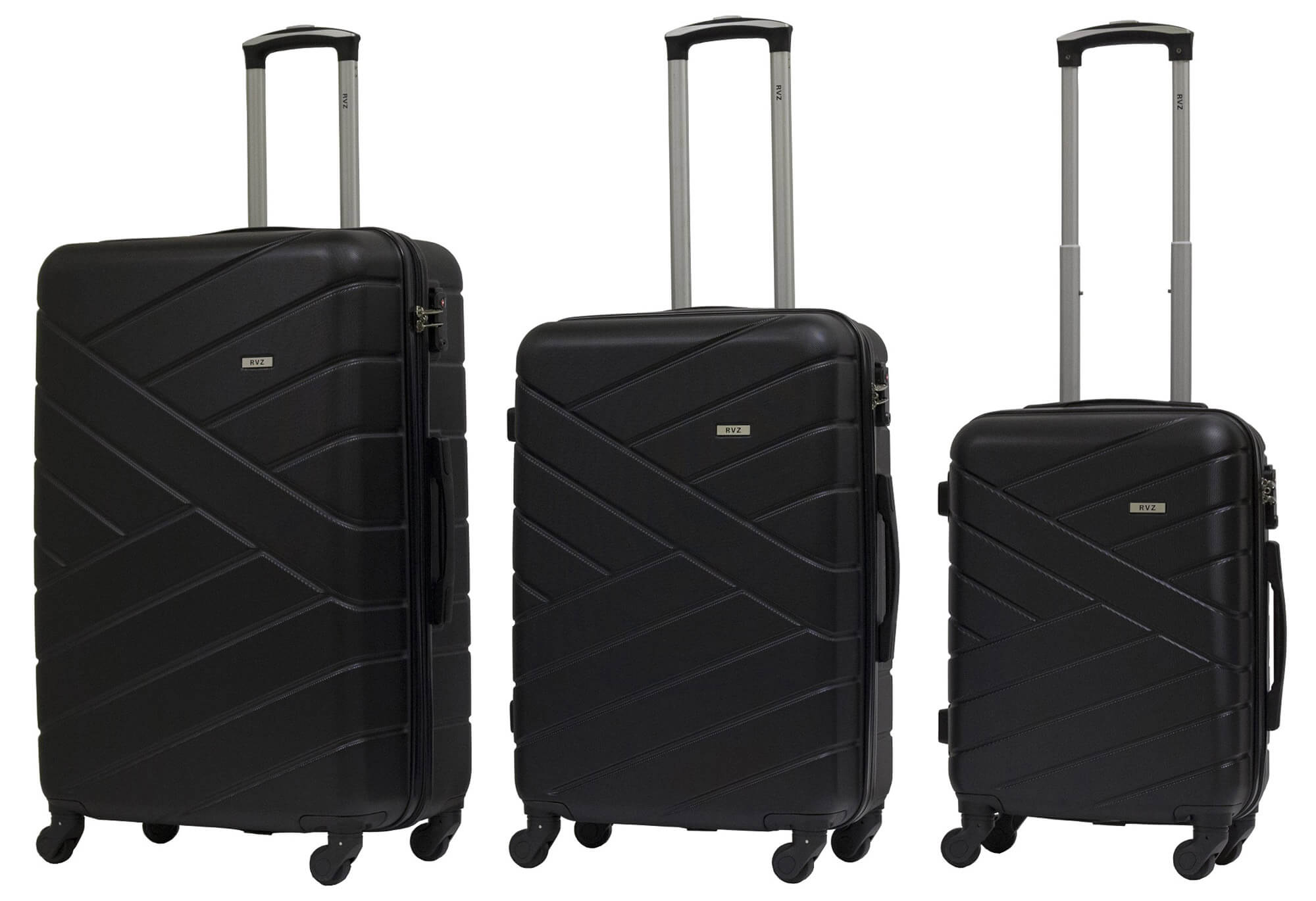 Set 3 Valigie Trolley Rigide in ABS 4 Ruote TSA Ravizzoni Giove Nero