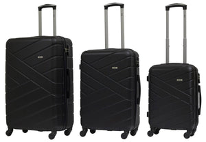 Set 3 Valigie Trolley Rigide in ABS 4 Ruote TSA Ravizzoni Giove Nero