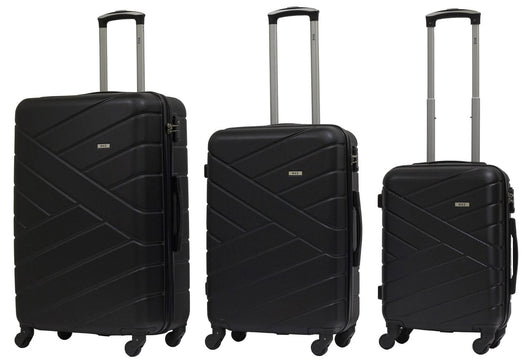 Set 3 Valigie Trolley Rigide in ABS 4 Ruote TSA Ravizzoni Giove Nero
