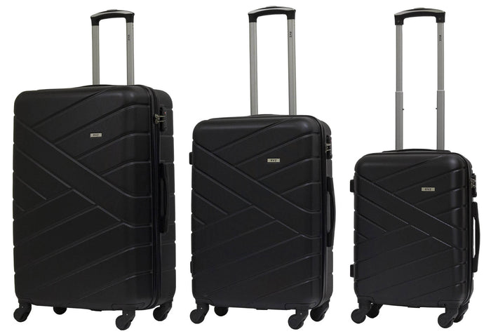 Set 3 Valigie Trolley Rigide in ABS 4 Ruote TSA Ravizzoni Giove Nero