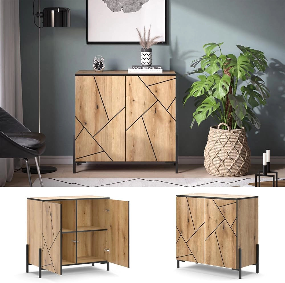 Credenza Hatto, Rovere, 84 x 80.1 cm, adatto per riporre e conservare in camera da letto
