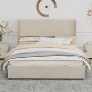 Letto Contenitore Imbottito 160x200 ¨C Xylo ¨C Beige, Testiera Morbida, Rete Idraulica