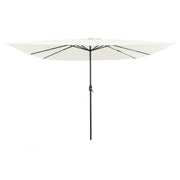 Parasol da giardino quadrato  con luci LED 295x245 cm Bianco sabbia