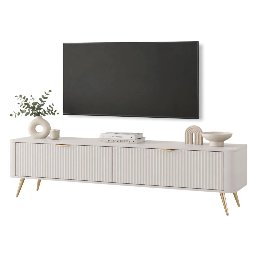 Kalase, Mobile Porta tv un Ripiano, 163x38x51h cm Bianco