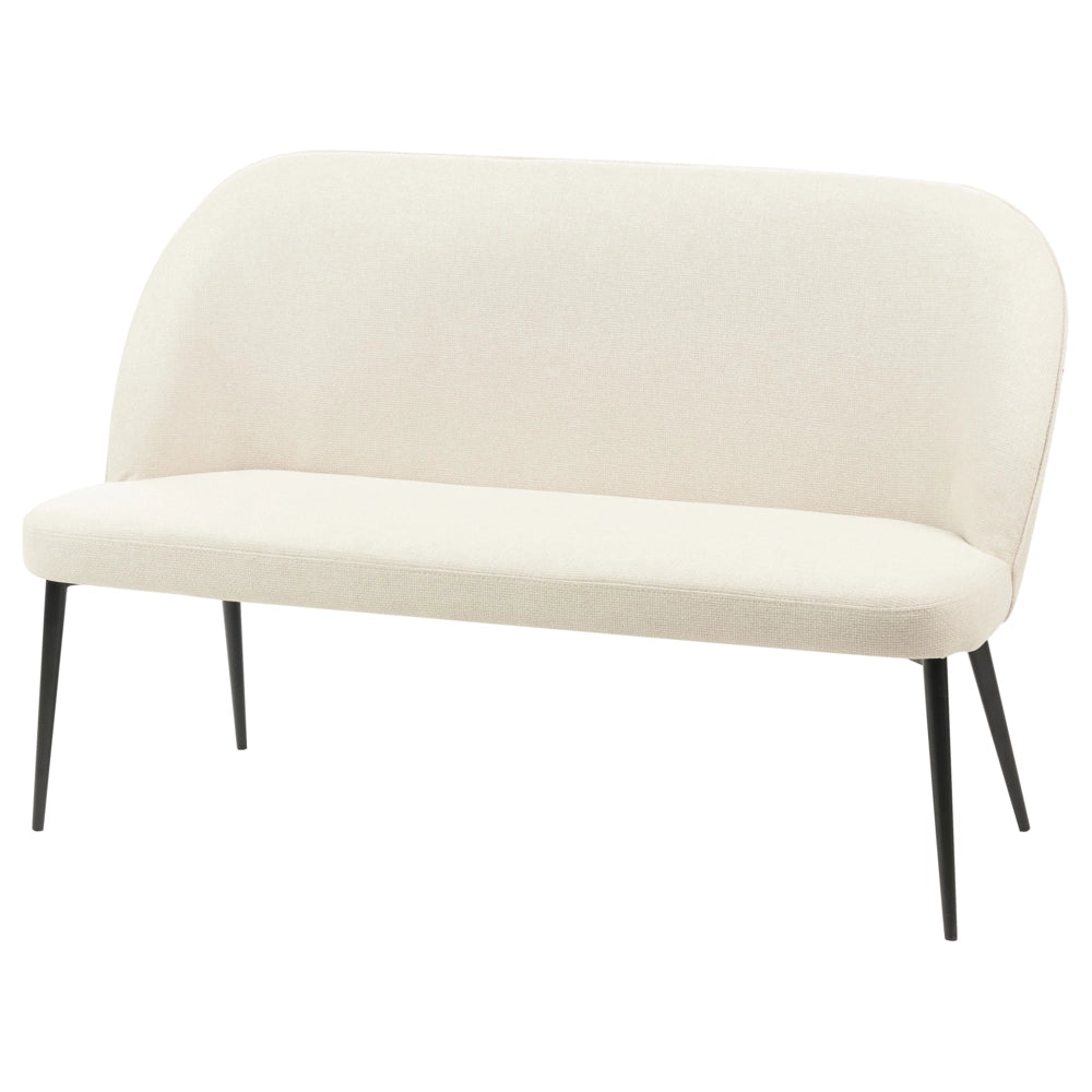 Divano da cucina Rivestimento in tessuto beige chiaro Struttura in metallo a 2 posti Gambe nere Panca