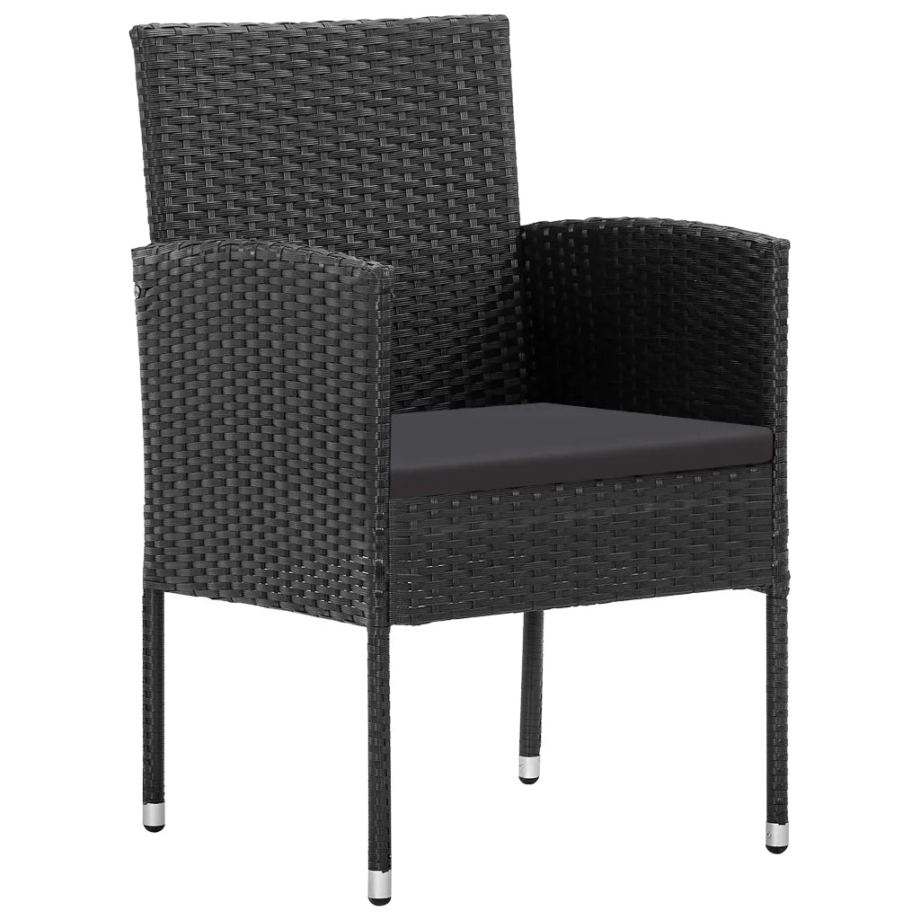 Set da Pranzo da Giardino 5 pz Nero in Polyrattan e Acciaio 3203346
