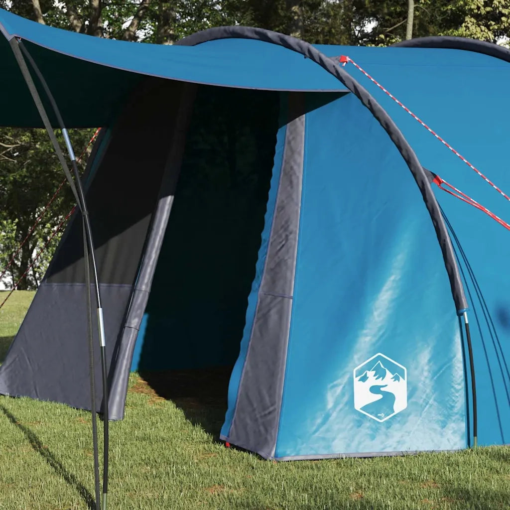 Tenda tunnel per 4 Persone-Tenda da campeggio Blu e Grigio 740 x 370 x 220 cm