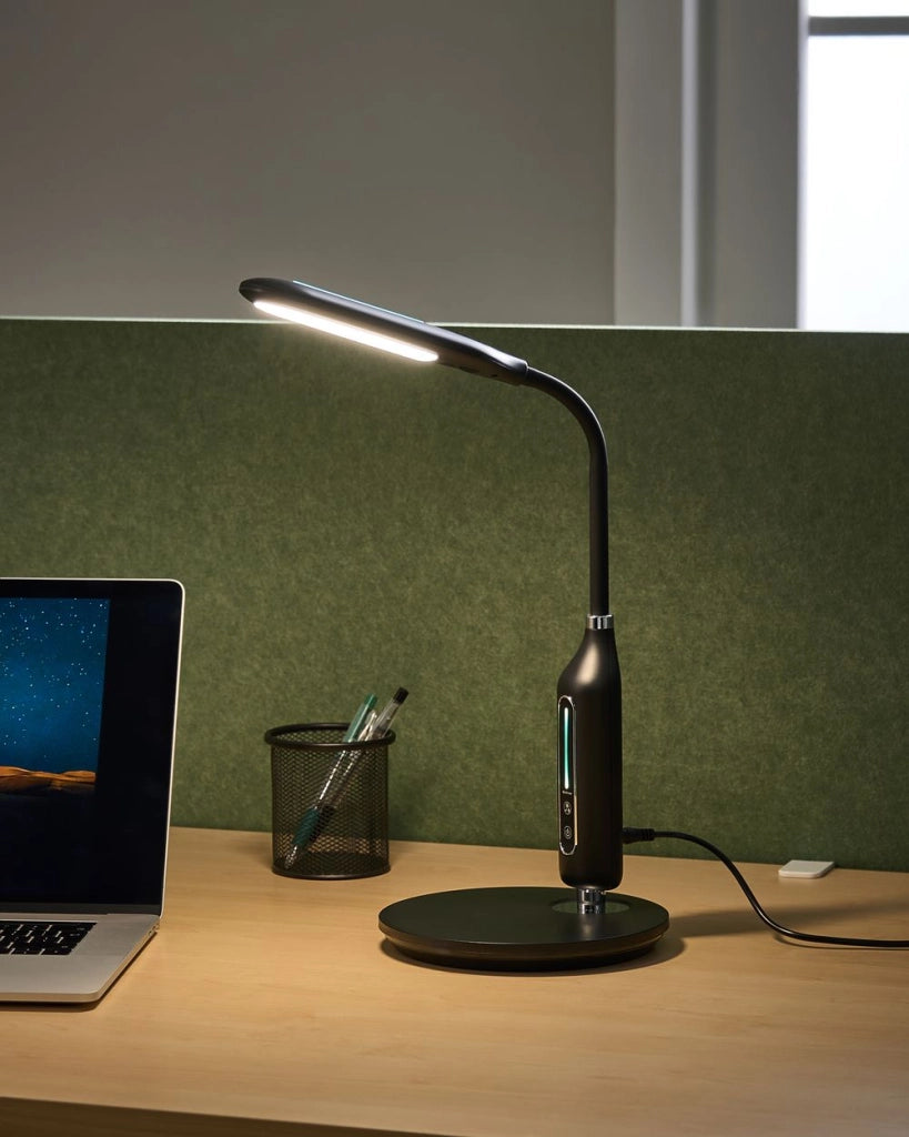 Lampada da ufficio LED nera materiale sintetico braccio regolabile 38 cm soggiorno ufficio cameretta