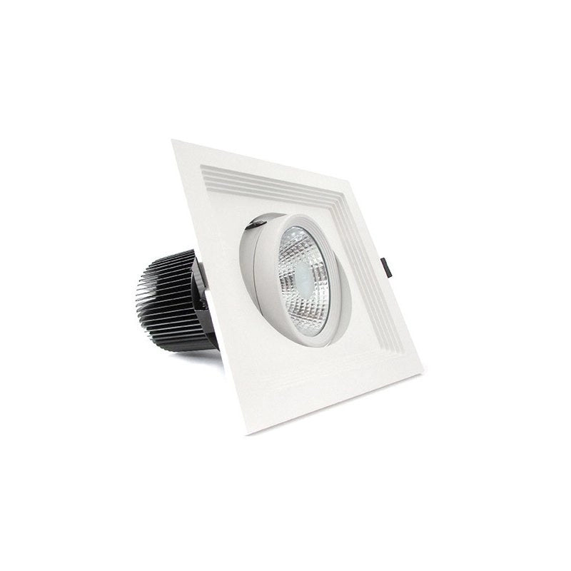 Faro Led Da Incasso COB 30W Bianco Freddo 220V Quadrato Orientabile Con Riflettore