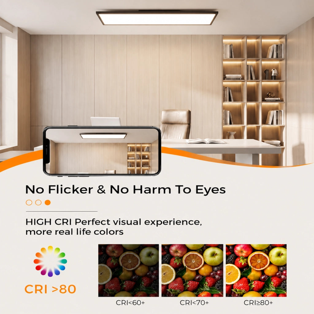 ZMH Lampada a Soffitto LED 100x25cm Dimmabile Pannello Nero Per Camera da Letto Ingresso