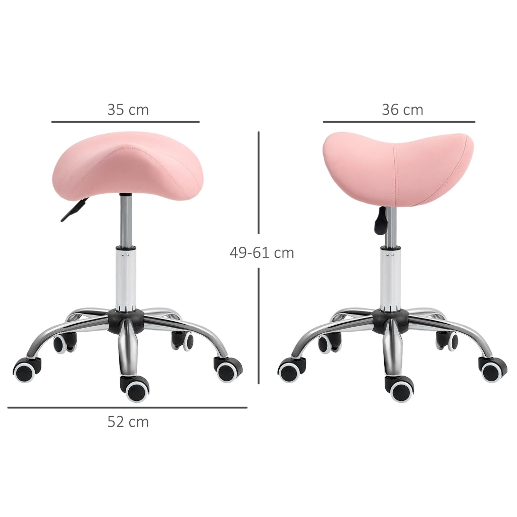 Sgabello con Ruote e Altezza Regolabile ¨C Zephmum ¨C Rosa 52x53x49-61 cm