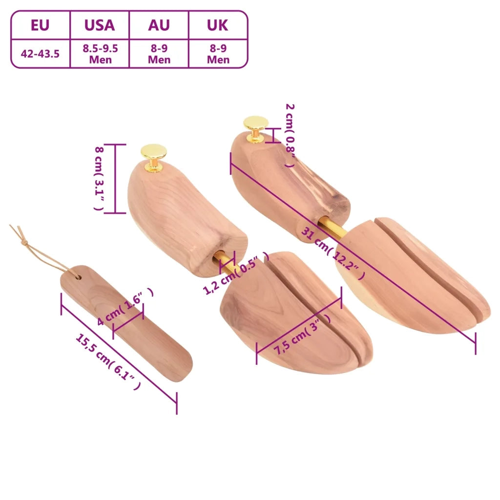 vidaXL Allarga Scarpe con Calzascarpe EU 42-43,5 Legno Massello Cedro