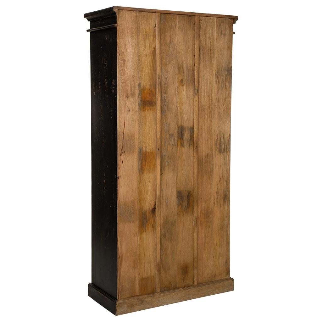 Vetrina in legno e vetro nera fatta a mano 90x40x183