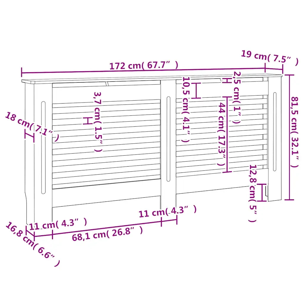 Copertura per Radiatore Bianca 172x19x81,5 cm in MDF CFW8080388