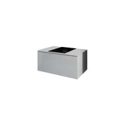 Mobile sottolavabo sospeso collezione OWL, bianco opaco e lucido, piano in vetro nero, ideale per il bagno.