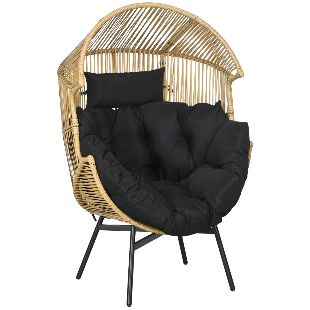 Poltrona da giardino in rattan ¨C zephmum ¨C Naturale e nero 89x75x143 cm
