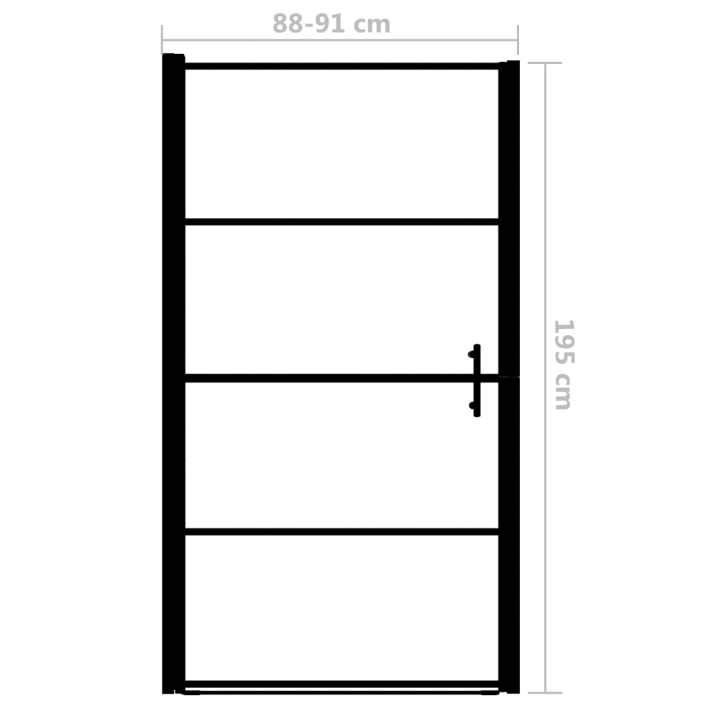 Porta per Doccia in Vetro Temperato 91x195 cm Nera CFW6539267