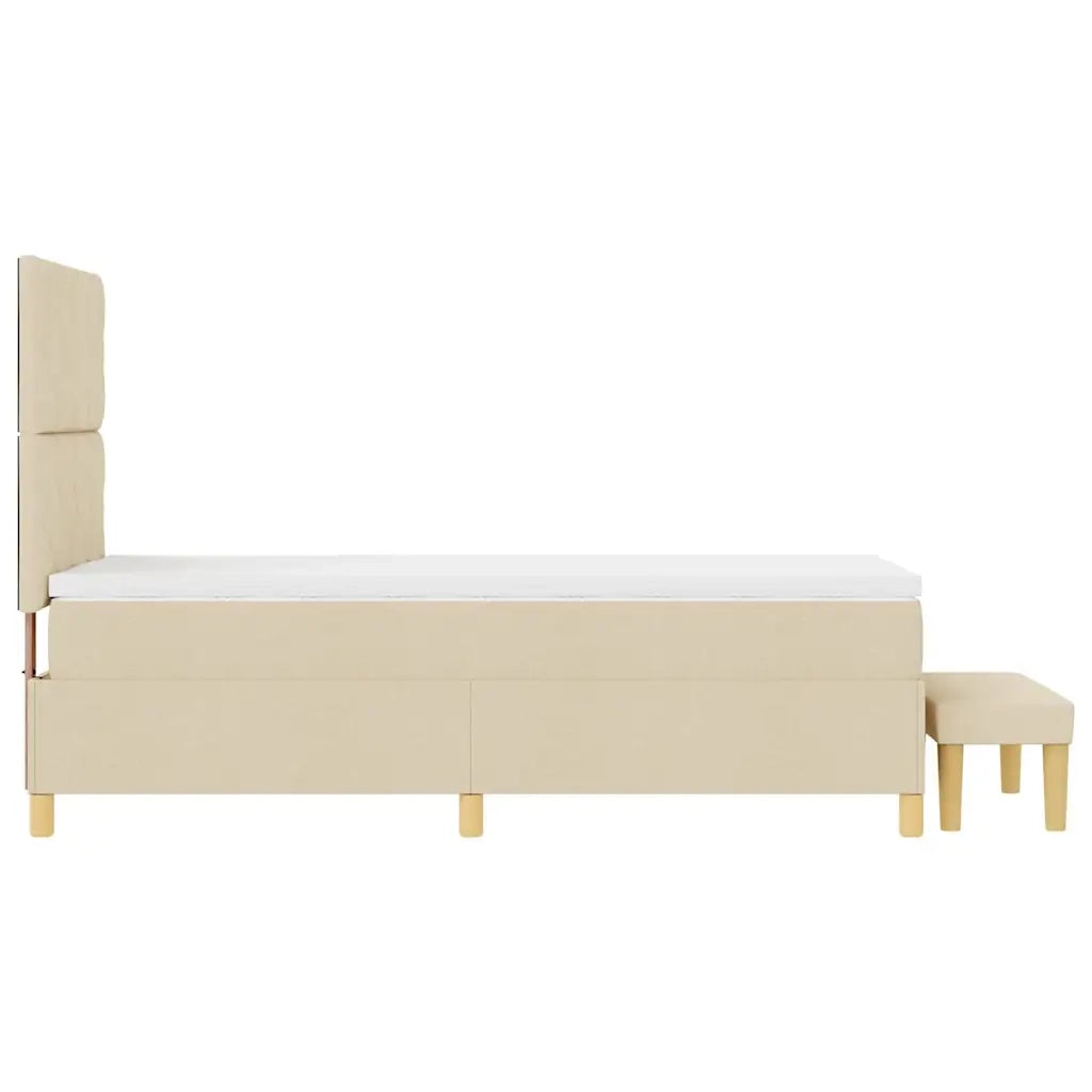 Letto a molle con testiera Crema 200 x 90 cm Tessuto 3344350