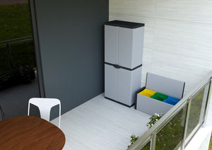 Armadio da Esterno 68x40x165 cm 2 Ante 4 Ripiani in Resina Grigio