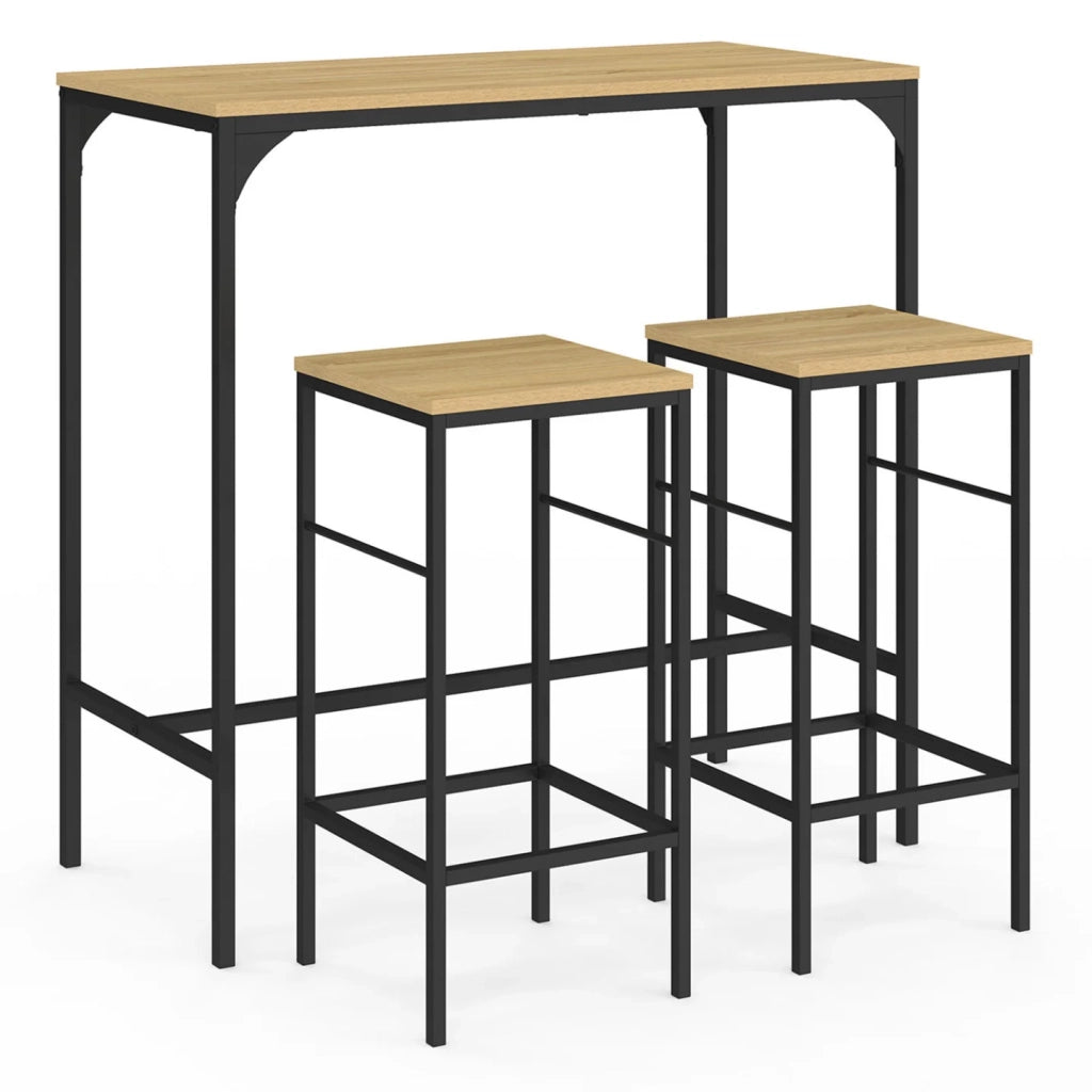 IDMarket - Tavolo alto da bar DETROIT e 2 sgabelli di design industriale
