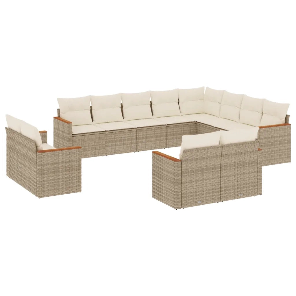 Set Divani da Giardino 12 pz con Cuscini Beige in Polyrattan 3258915