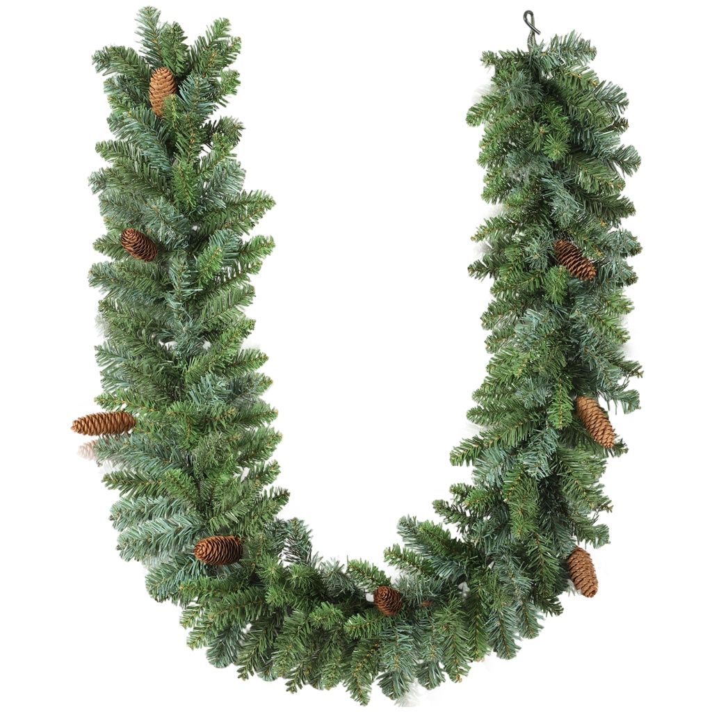 Ghirlanda di fiori artificiale decorazione esterna ¨C zephmum ¨C 1.8m verde con pigne