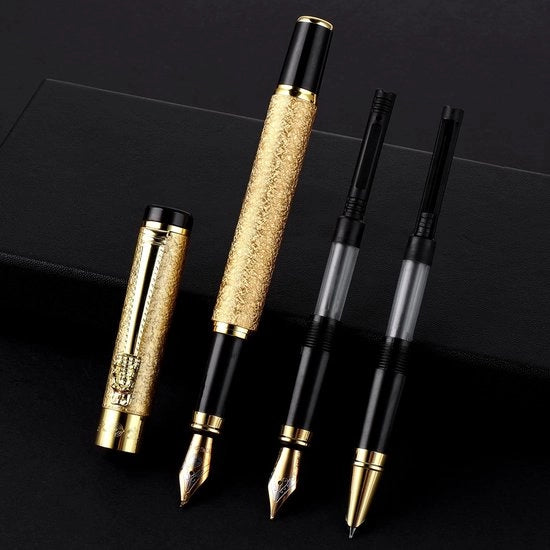 Stilo metallico con 3 set di punte, penna di calligrafia lussuosa, finitura opaca, penna per ufficio per uomini e donne