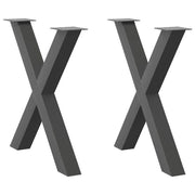 Set di 2 gambe per tavolo da pranzo a forma di X 70 x 73 cm con piedini regolabili design moderno acciaio antracite 02_0057250