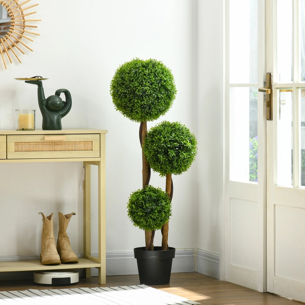 Buxus artificiale grande 110cm con 3 sfere ¨C zephmum ¨C verde UV resistente per giardino esterno