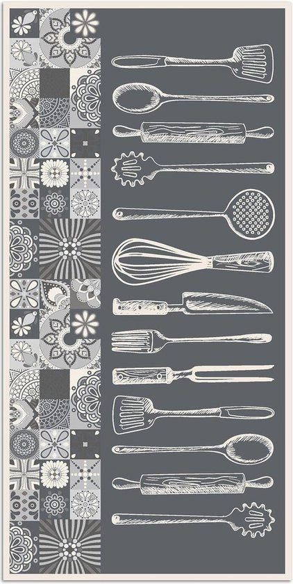 Tappeto in Vinile per Cucina Grigio 80x150 cm - Copertura per Pavimento Antiscivolo e Antimuffa - Grande Tappeto PVC per Salotto