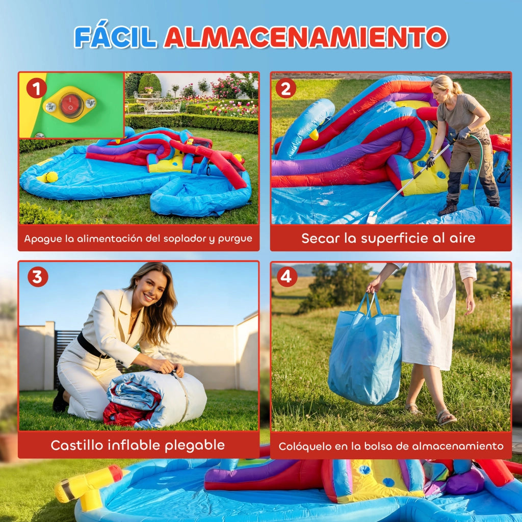 Castello gonfiabile per piscina con soplador 550W ¨C zephmum ¨C scivolo, parete arrampicata, canestro, porta