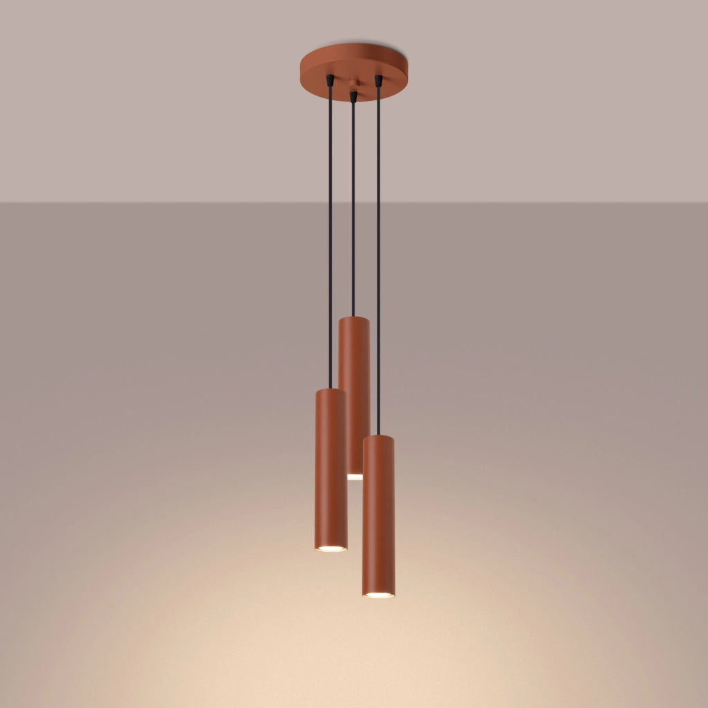 Lampada a sospensione moderna ocra rossa 3xGU10 Ø20