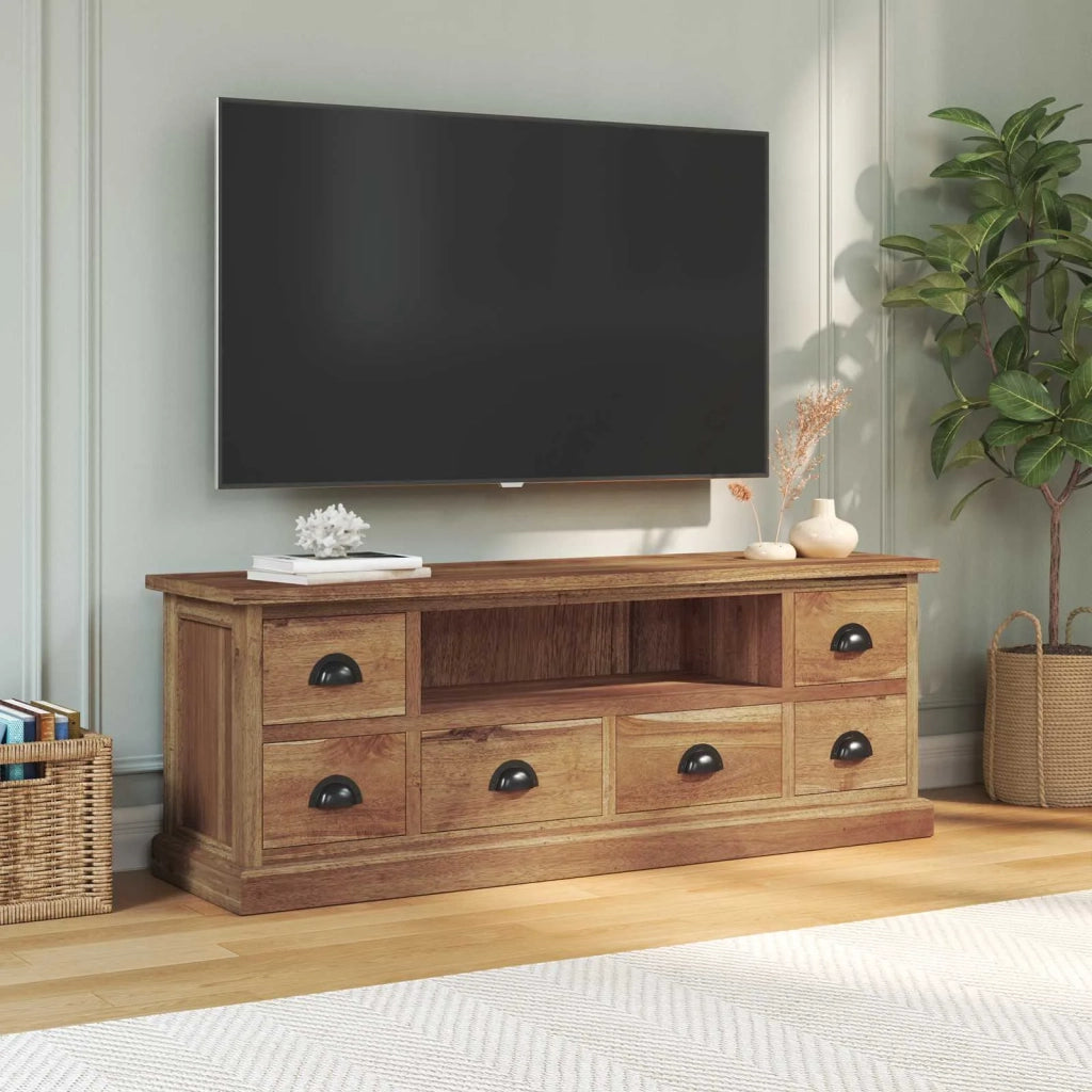 Supporto TV Naturale 110 x 30 x 40 cm Legno di teak solido