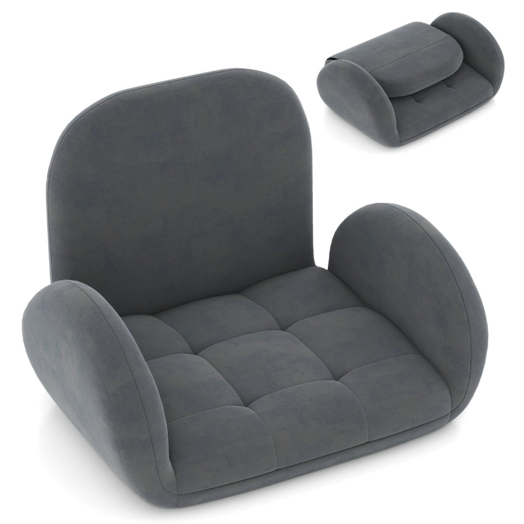 Sedia da terra pieghevole per adulti, Poltrona lounge con schienale e braccioli regolabili per gaming lettura Grigio scuro
